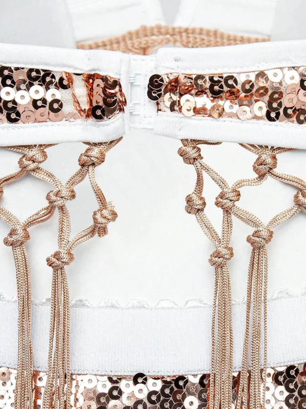 Sequin Fringe Two-Piece Bikini Set - Copper/White( Rave Outfits) - Picture 12 of 12